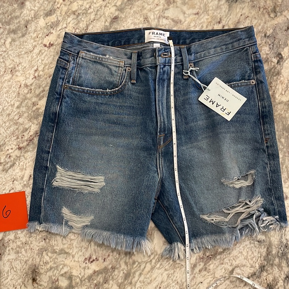 NEW Frame Le Stevie Short Sunset Cove Denim Cutoff - Picture 8 of 9